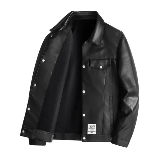 LISENPOK Leather Jackets Unisex Lapel Moderate
