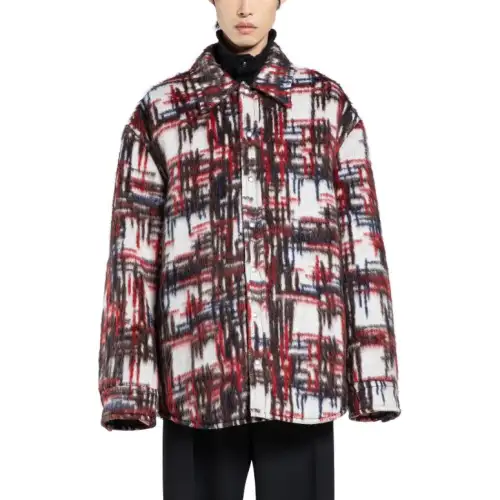 Bottega Veneta Knit Plaid Overshirt Jacket