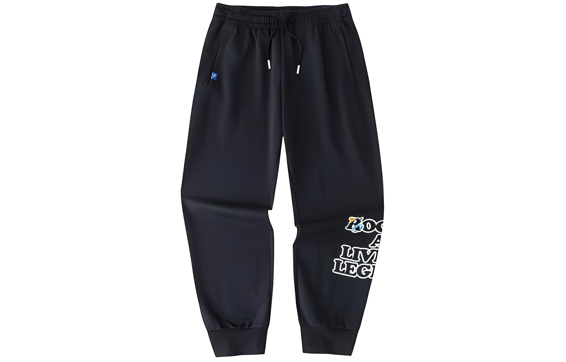 Anta Anta basketball series letter mid-waist knitted sweatpants men's basic black