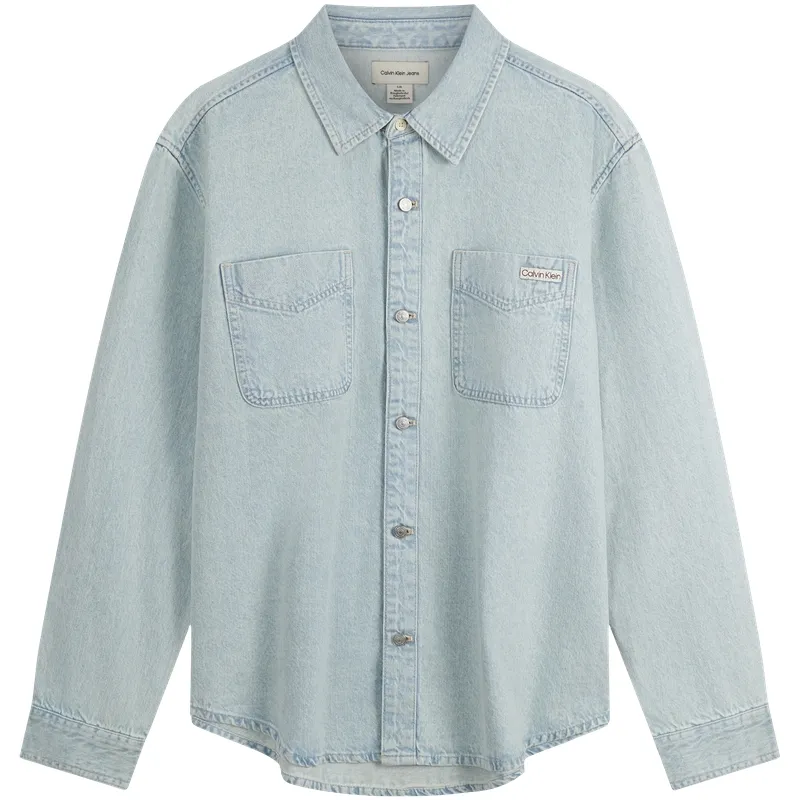 CALVIN KLEIN Shirt Men's Gift Box Set Included Denim Light Blue