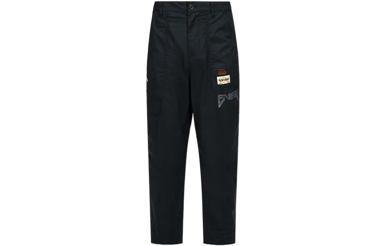 EVISU Casual Pants Men's Black Moderate Straight Fit Pants