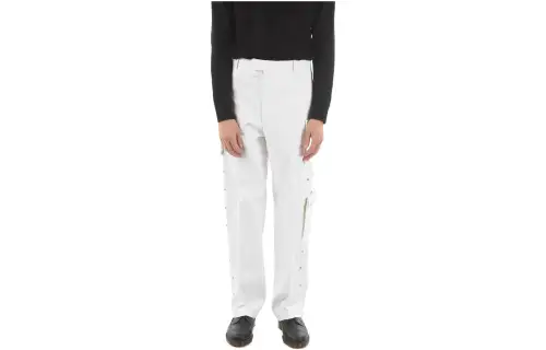 Bottega Veneta Casual Pants Men's White Moderate Straight Fit Pants