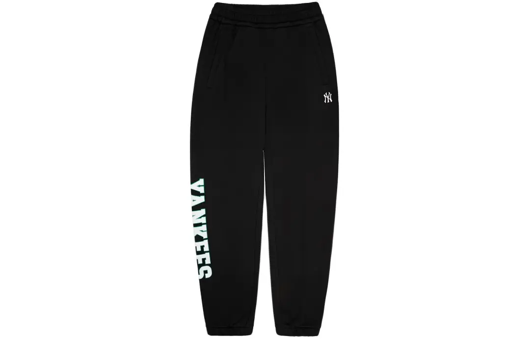 MLB New York Yankees Knitted Sweatpants Unisex Black Moderate Cuffed Pants