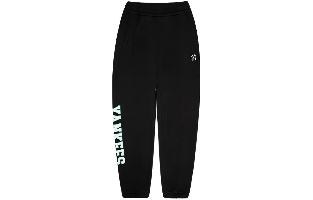 MLB New York Yankees Knitted Sweatpants Unisex Black Moderate Cuffed Pants