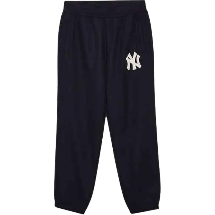 New Era FW24 MLB New York Yankees, Loose Fit Cuffed Waist Logo Thickened Casual Knitted Sweatpants Unisex Black