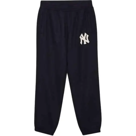 New Era FW24 MLB New York Yankees, Loose Fit Cuffed Waist Logo Thickened Casual Knitted Sweatpants Unisex Black