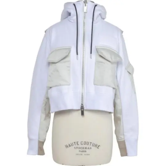 Sacai SPIEWAK Parka Coats Unisex White Hooded Moderate