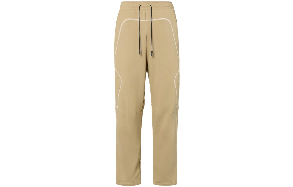 Nike Retro Sports Side Stripes Fleece Lined Lace Up Loose Fit Patchwork Casual Pants Men's Desert Yellow