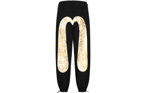 EVISU Casual Pants Men's Black Moderate Cuffed Pants