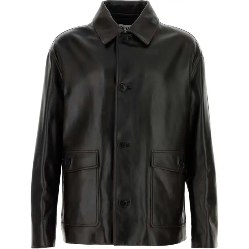 LOEWE Button Fastened Leather Jacket