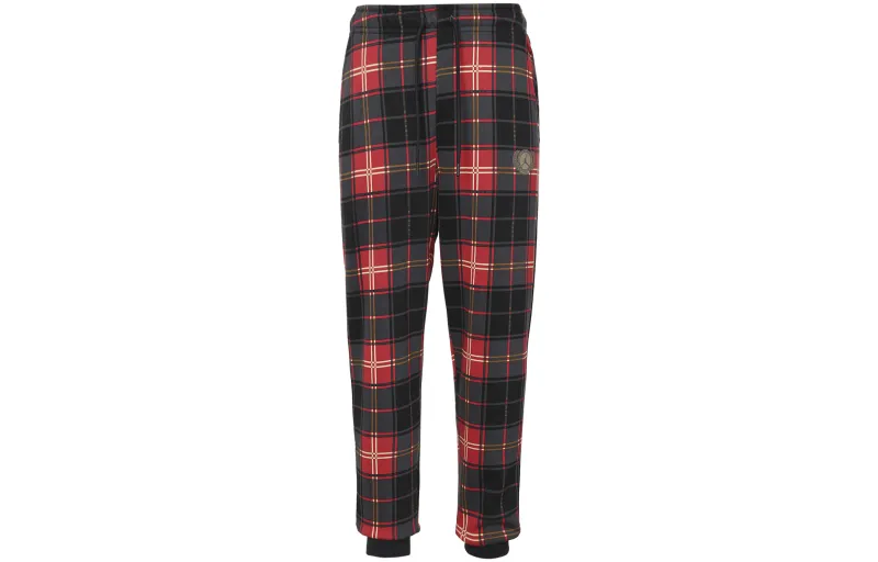 Jordan Logo Printed Pattern Plaid Fleece Lined Casual Pants Men's Multicolor