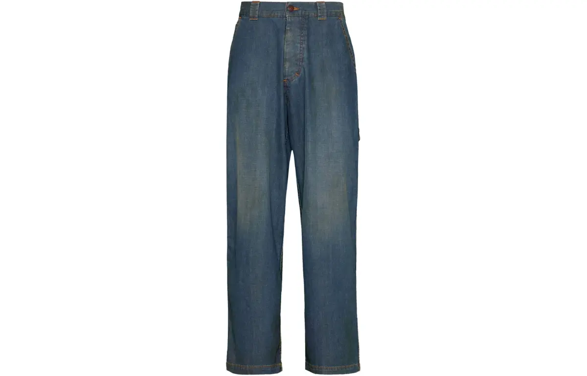 Maison Margiela Logo Detailed Wide-Leg Jeans