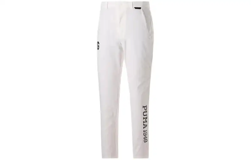 PUMA Casual Pants Men's White Moderate Straight Fit Pants