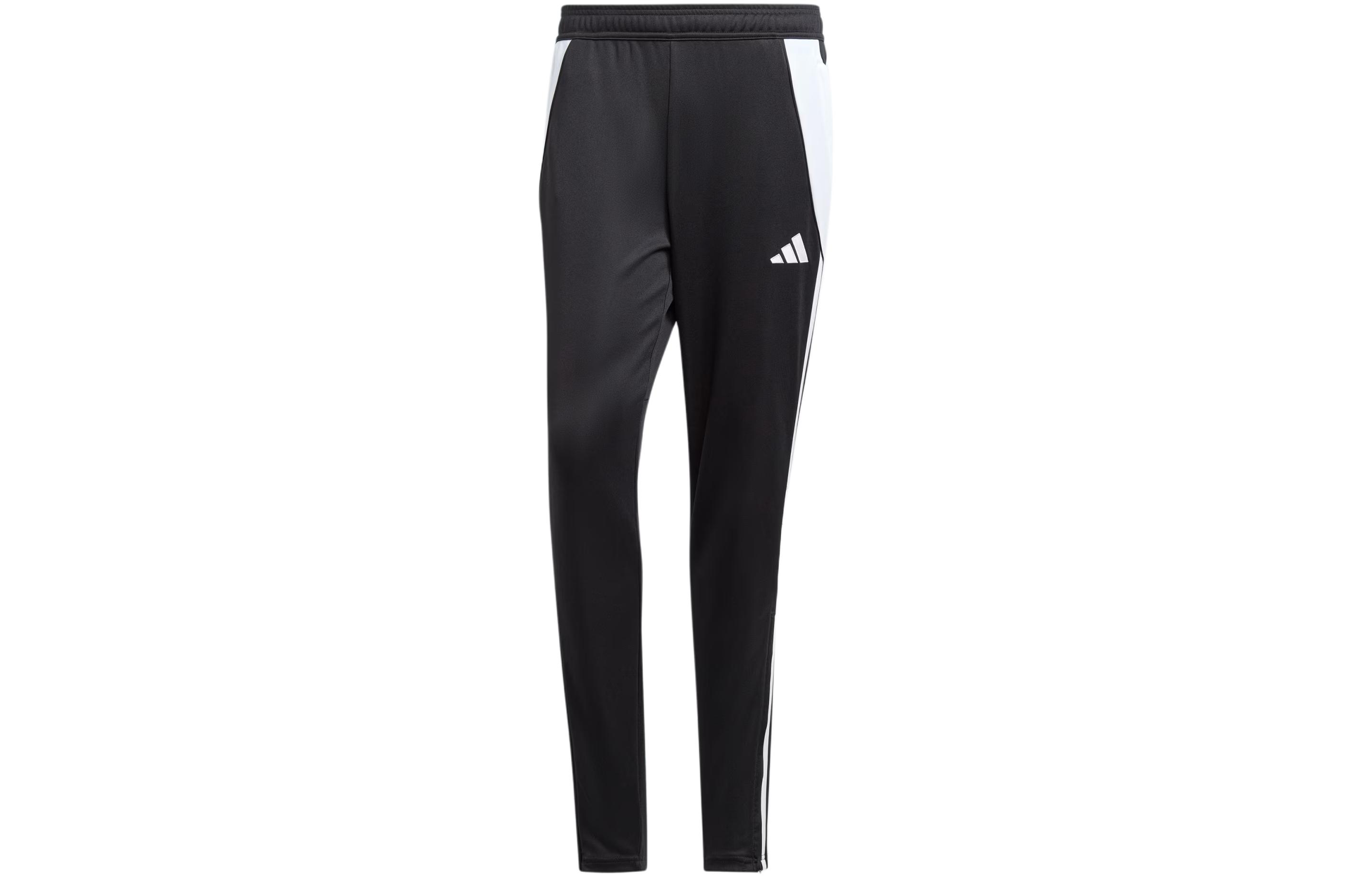 Adidas Tiro 24 Training Tracksuit Bottoms Striped Color Block Elastic Waist Slim Football Retro Splicing Knitted Sports Pants Men's Black