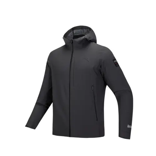Anta Variety Training Collection Waterproof And Wear resistant Windbreaker Jacket Men's Smoke Black Gray