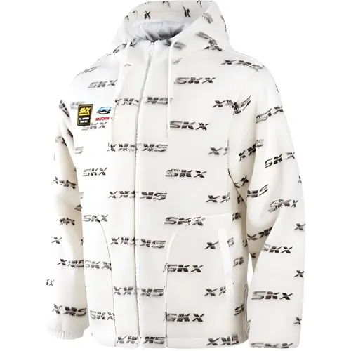Skechers Skx Jacket Men's White Base With Black Text All Over Print