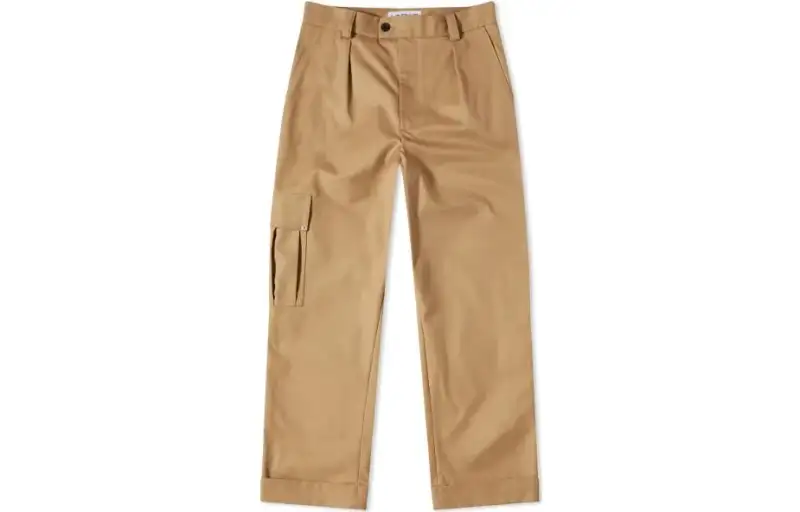 LOEWE Casual Pants Men's Khaki Moderate Straight Fit Pants