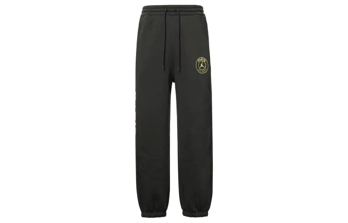 Jordan x PSG SS24 Paris Saint Germain, Letter Lace Up Casual Elastic Cuff Fleece Lined Knitted Sweatpants Men's