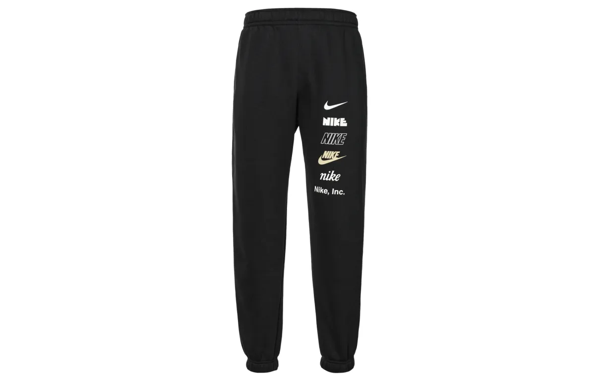 Nike Club Fleece Lined Thermal Casual Elastic Cuff Knitted Sweatpants Men's Black