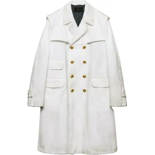 PRADA Trench Coats Men's White Lapel Moderate Other