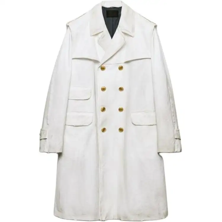 PRADA Trench Coats Men's White Lapel Moderate Other