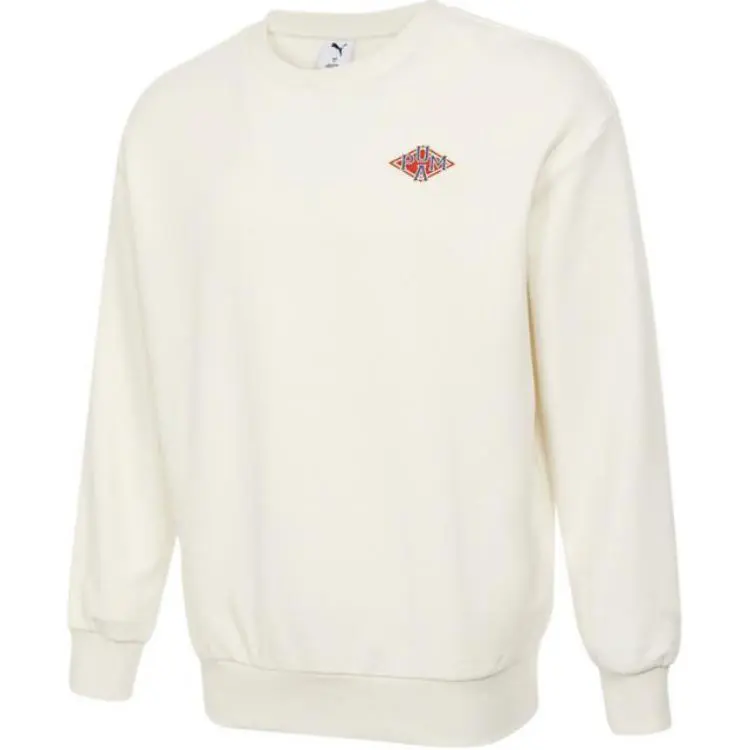PUMA Sweatshirts Men's Ecru Crew Neck Moderate Straight Fit