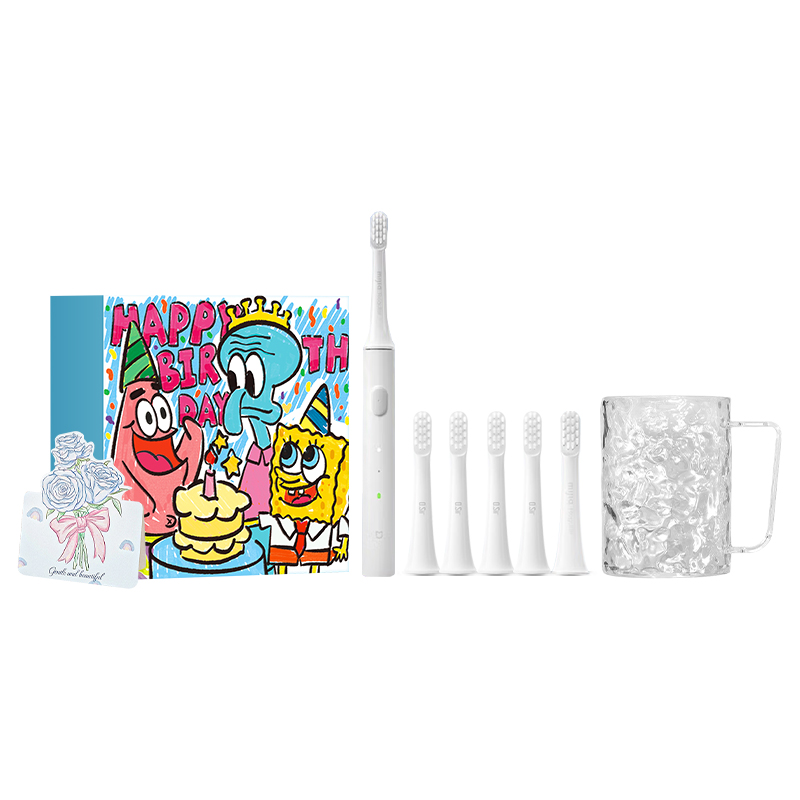 Xiaomi Mijia electric toothbrush sonic imported fine soft bristles 30 days long battery life couple graffiti childlike IPX7 waterproof fun cartoon love gift box T100