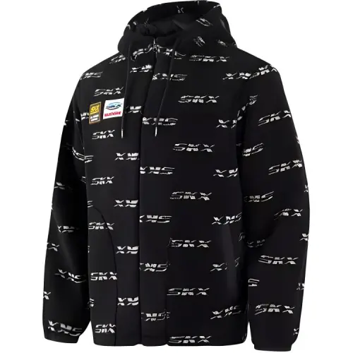 Skechers Skx Jacket Men's Black Base With White Text All Over Print