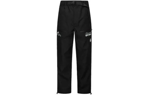 EVISU Casual Pants Men's Black Moderate Wide Leg Pants