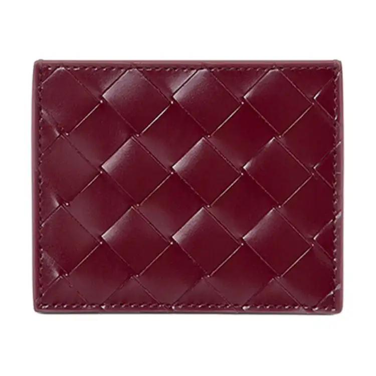 Bottega Veneta Woven Cow Leather Card Holder Card Holder Men's Dark Red