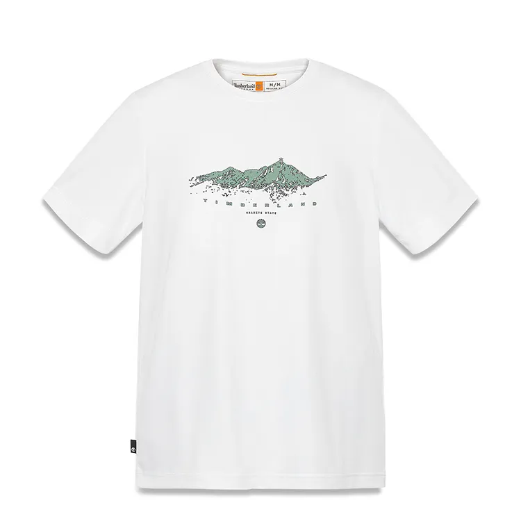 Timberland T-Shirts Men's White Crew Neck Moderate Straight Fit