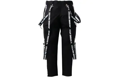BAPE x JESSIE REYEZ joint model 6Pocket six-pocket suspender-decorated casual pants for men, black