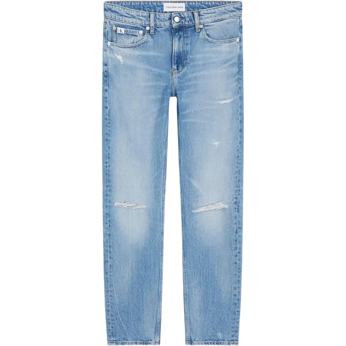 Calvin Klein distressed tapered-leg jeans