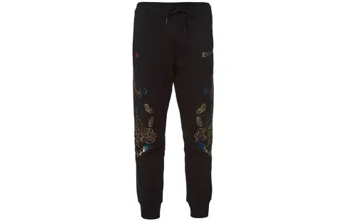 EVISU Casual Pants Men's Black Moderate Cuffed Pants