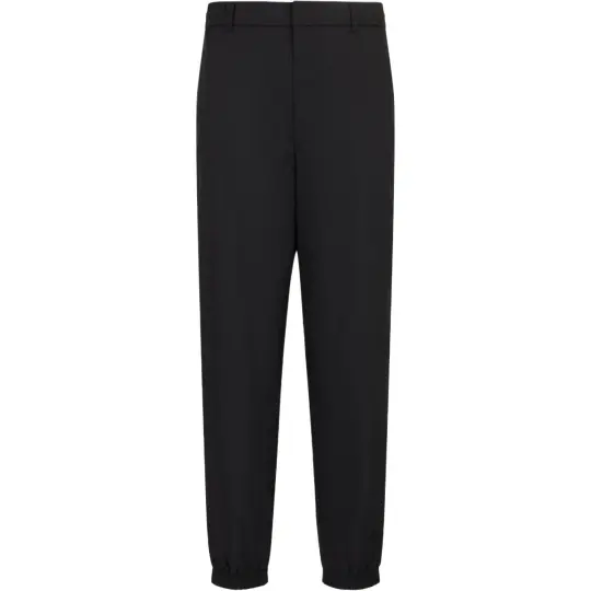EMPORIO ARMANI Jacquard Nylon Trousers With Elastic Hems And All over Logo Lettering