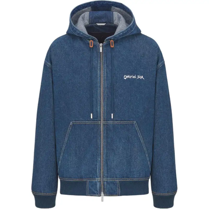 DIOR Homme Christian DIOR Embroidered Hooded Denim Jacket