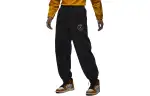 Jordan x PSG SS24 Paris Saint Germain, Letter Lace Up Casual Elastic Cuff Fleece Lined Knitted Sweatpants Men's Black