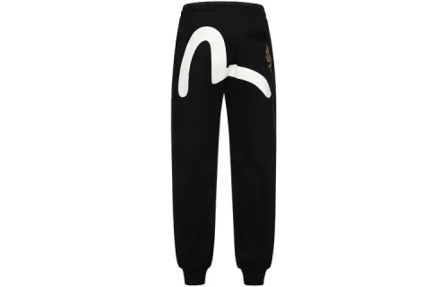 EVISU Casual Pants Men's Black Moderate Sweatpants