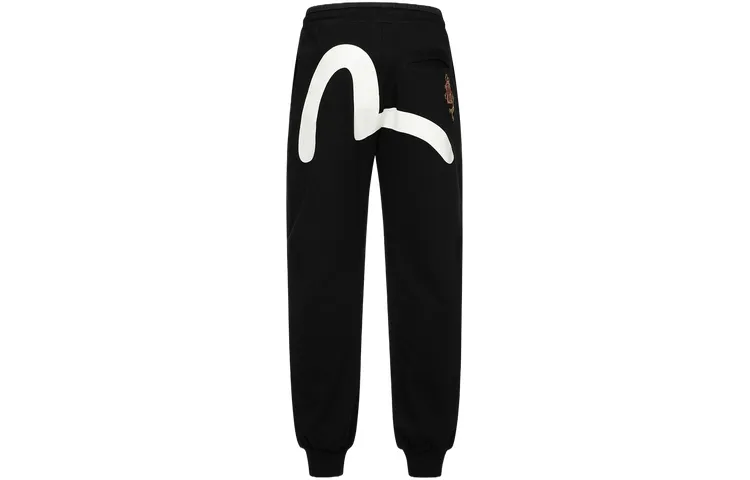 EVISU Casual Pants Men's Black Moderate Sweatpants