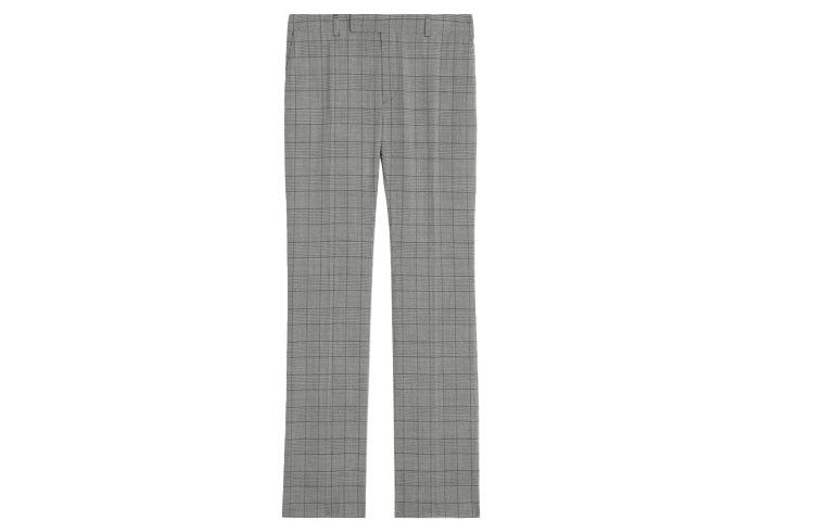 CELINE CELINE DYSFUNCTIONAL BAUHAUS men's series plaid double pleated straight casual pants men's light gray