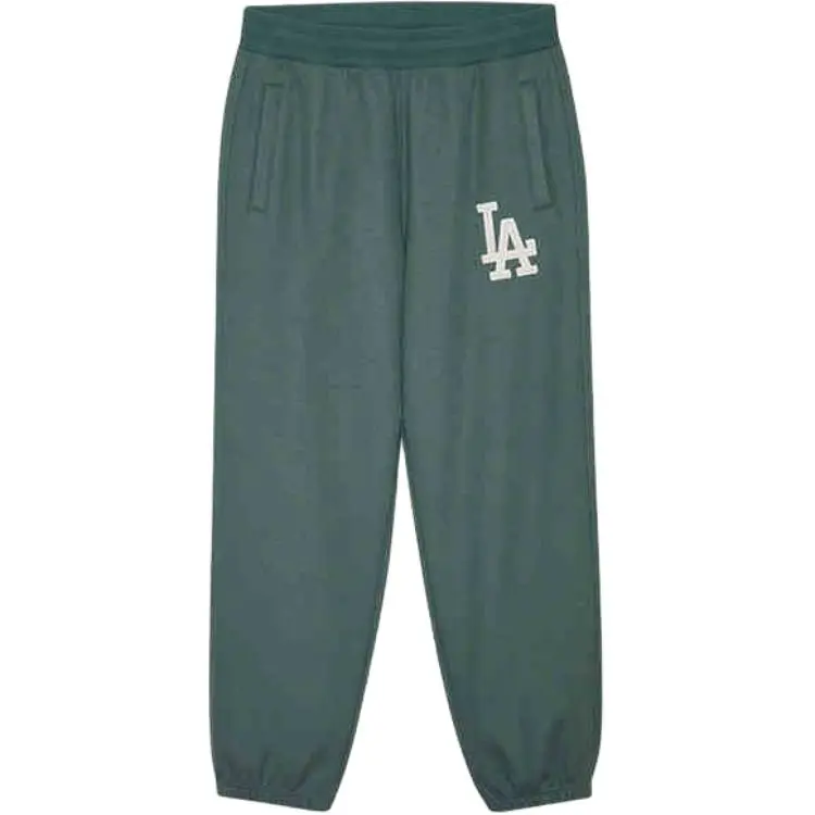 New Era FW24 MLB Los Angeles Dodgers, Loose Fit Cuffed Waist Logo Thickened Casual Knitted Sweatpants Unisex Dark Green