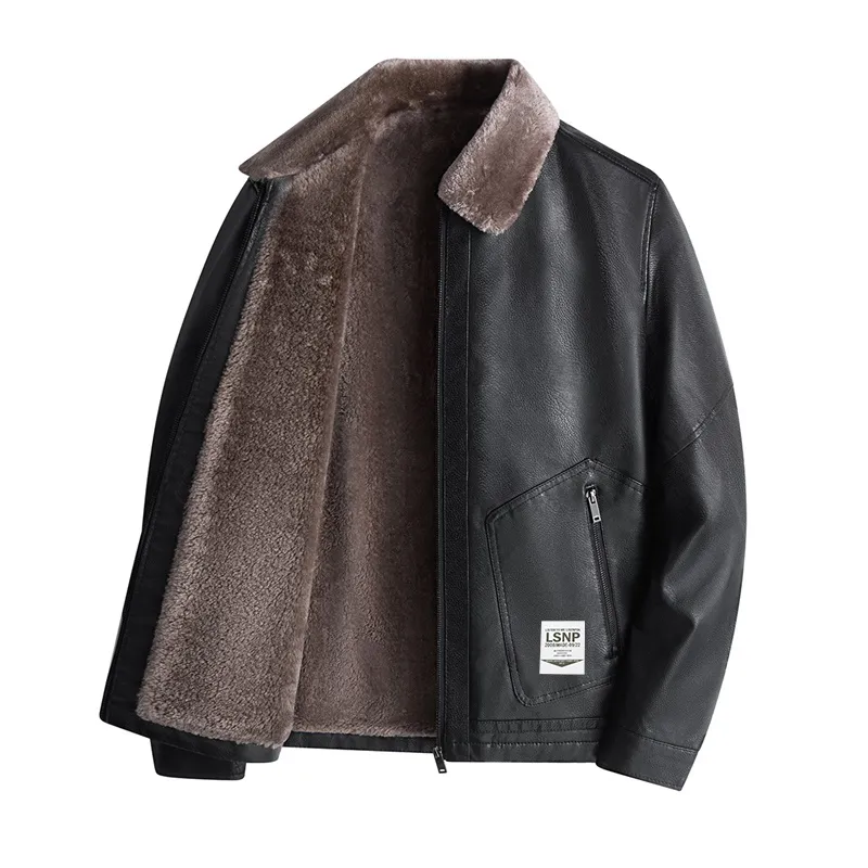 LISENPOK Leather Jackets Unisex Lapel Moderate