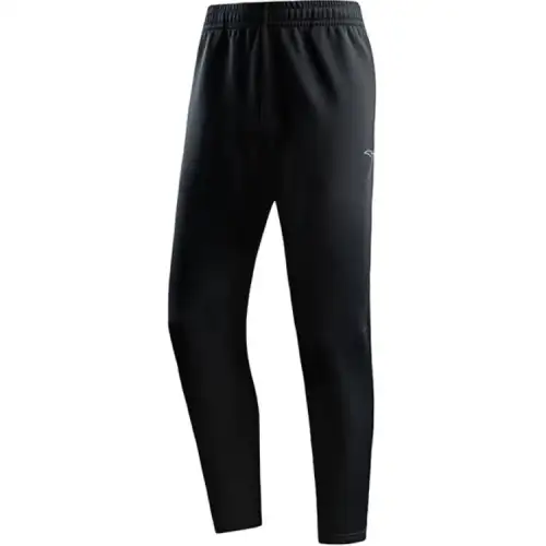 Anta Running Collection Comfortable Casual Minimalist Style Fleece Lined Straight Fit Running Pants Men's Basic Black
