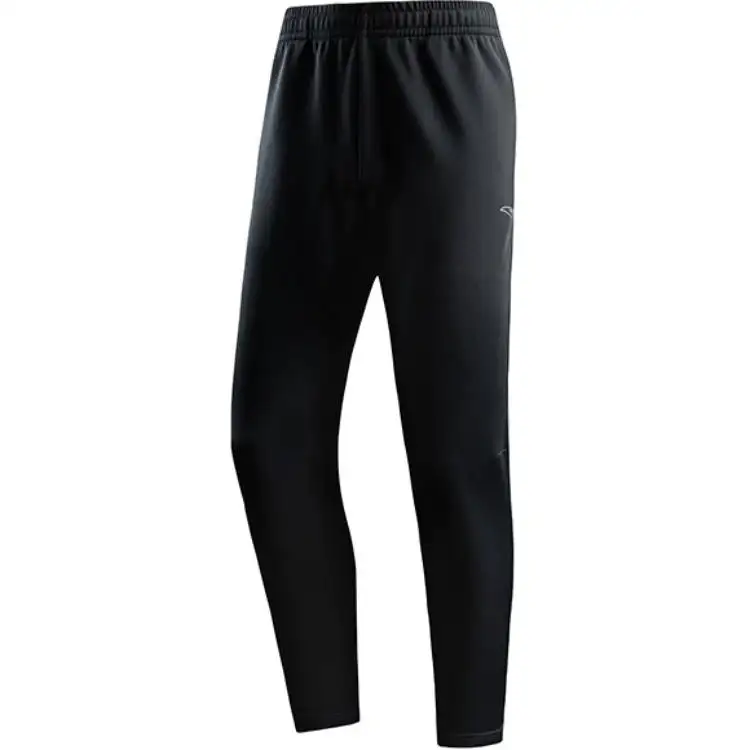 Anta Running Collection Comfortable Casual Minimalist Style Fleece Lined Straight Fit Running Pants Men's Basic Black