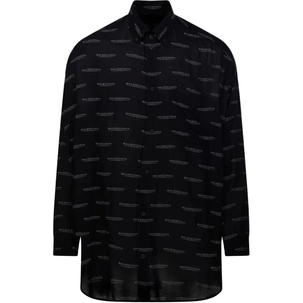Balenciaga All Over Logo Long Sleeve Shirt