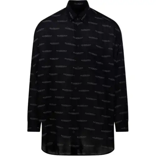 Balenciaga All Over Logo Long Sleeve Shirt