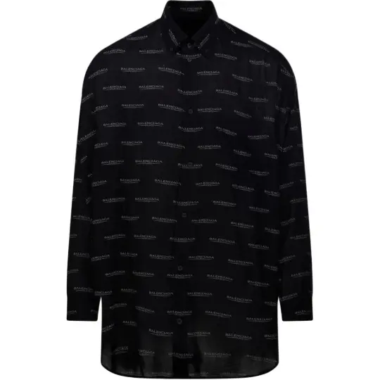 Balenciaga All Over Logo Long Sleeve Shirt