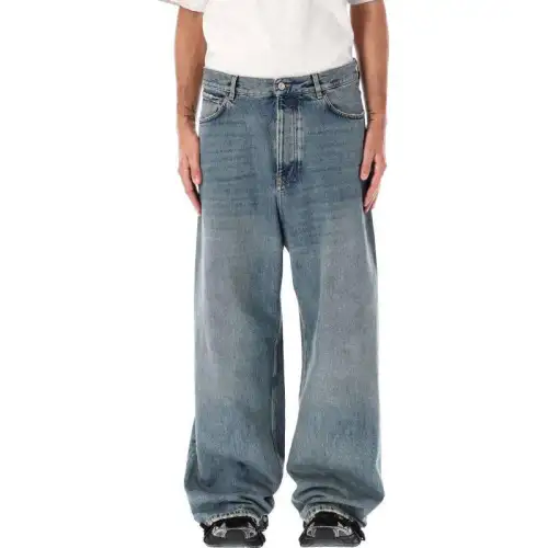 Balenciaga Jeans Men's Blue Moderate Wide Leg Pants