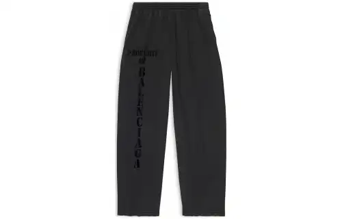 Balenciaga Casual Pants Men's Black Moderate Straight Fit Pants