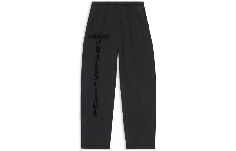 Balenciaga Casual Pants Men's Black Moderate Straight Fit Pants